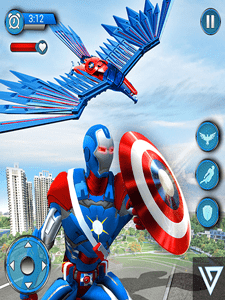 Superhero Captain Robot Flying Newyork City War En Ucuz Satın Al